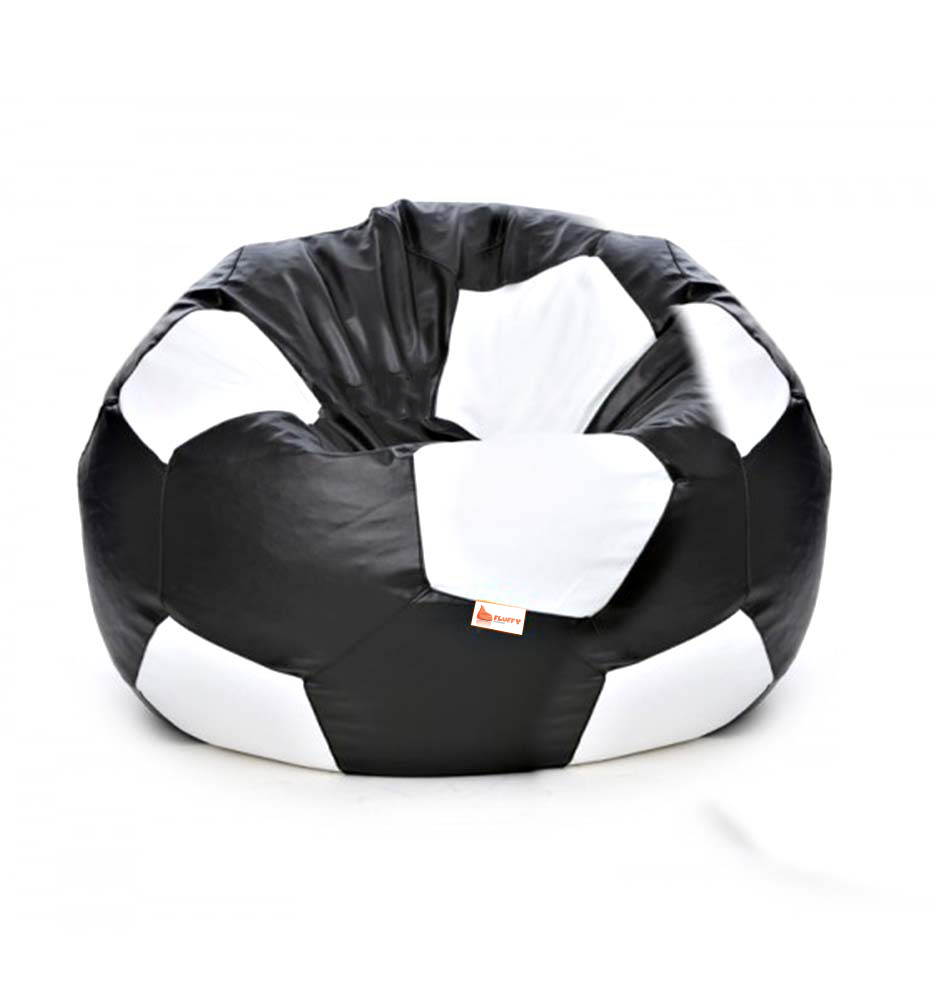 Fluffy Classic Black White Football Sports Bean Bag XXXL