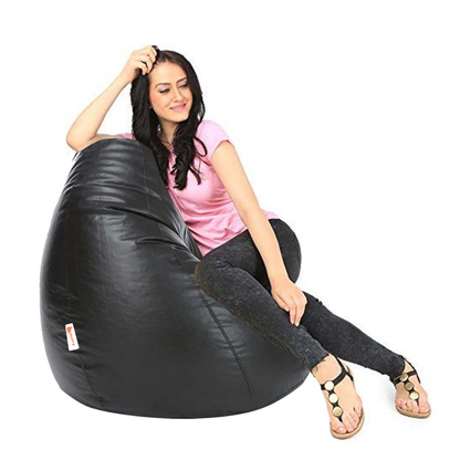 Fluffy Premium Fabric Classic Black Bean Bag XXXL