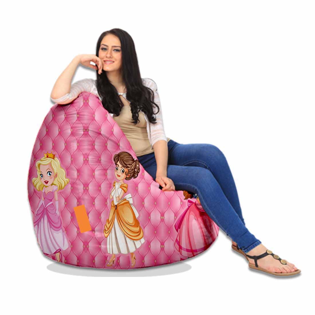 Fluffy Digital Printed Bean Bag Design Princess Girl theme XXXL