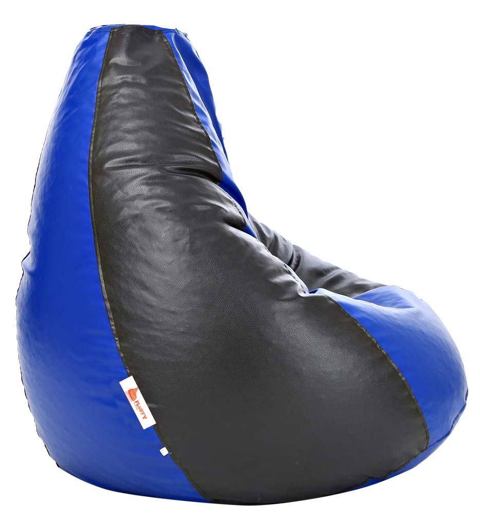 Fluffy Premium Fabric Classic XXXL Blue Black Bean Bag